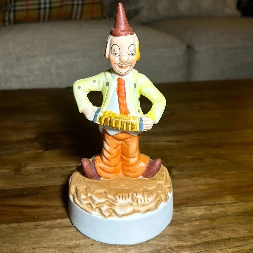 Vintage Music Box Clown Holding Accordion Ceramic Decor Home Accents
